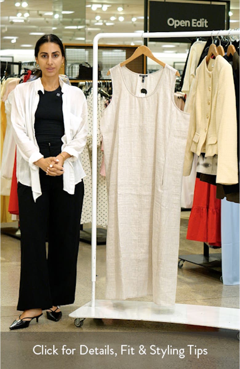 Scoop Neck Linen Blend Shift Dress, sales video thumbnail