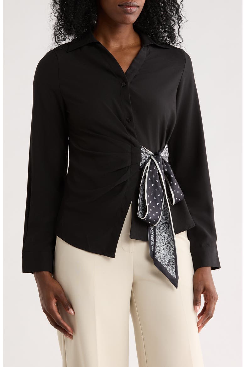 Side Bow Shirt, Main, color, BLACK