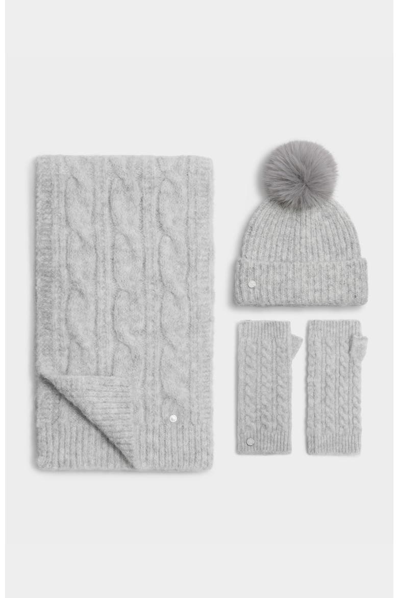 Cable Knit Scarf, Alternate, color, Light Grey