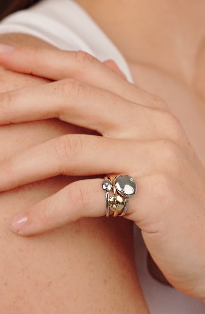 Ettika Set of 3 Polished Pebble Stackable Rings, Alternate, color, Mixed Metal