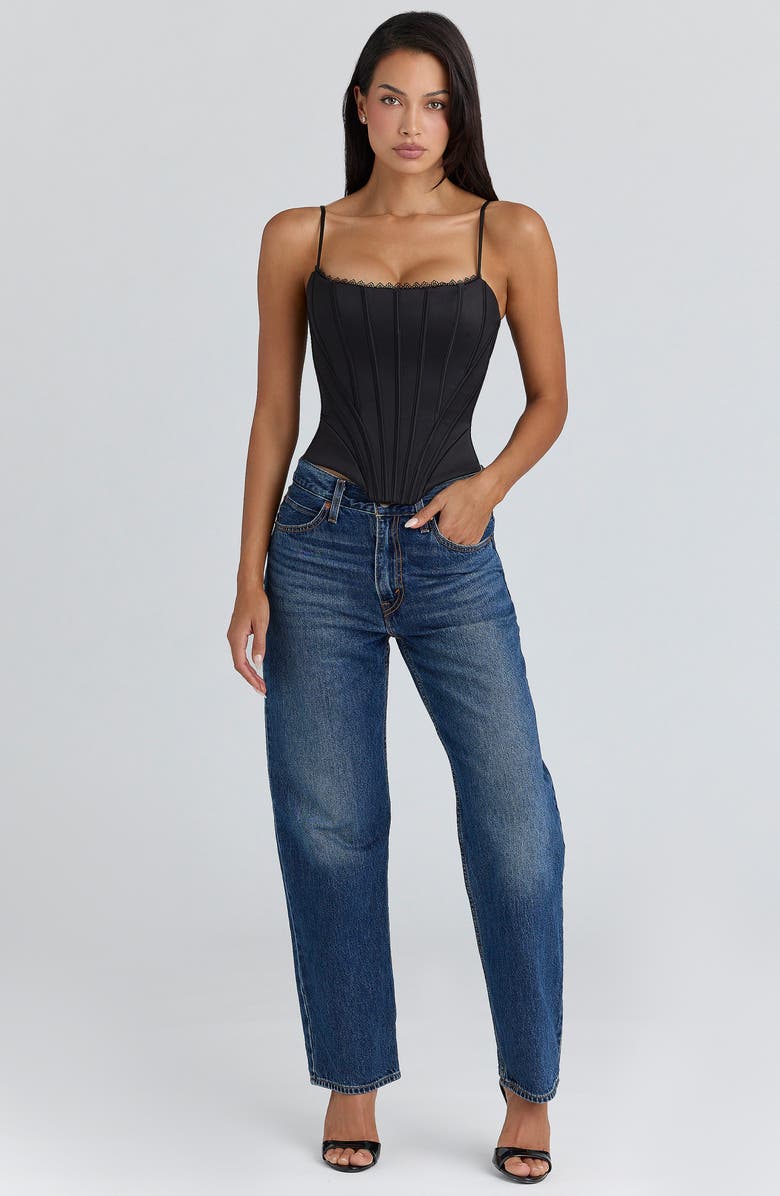 HOUSE OF CB Cadie Satin Corset Top, Alternate, color, Black