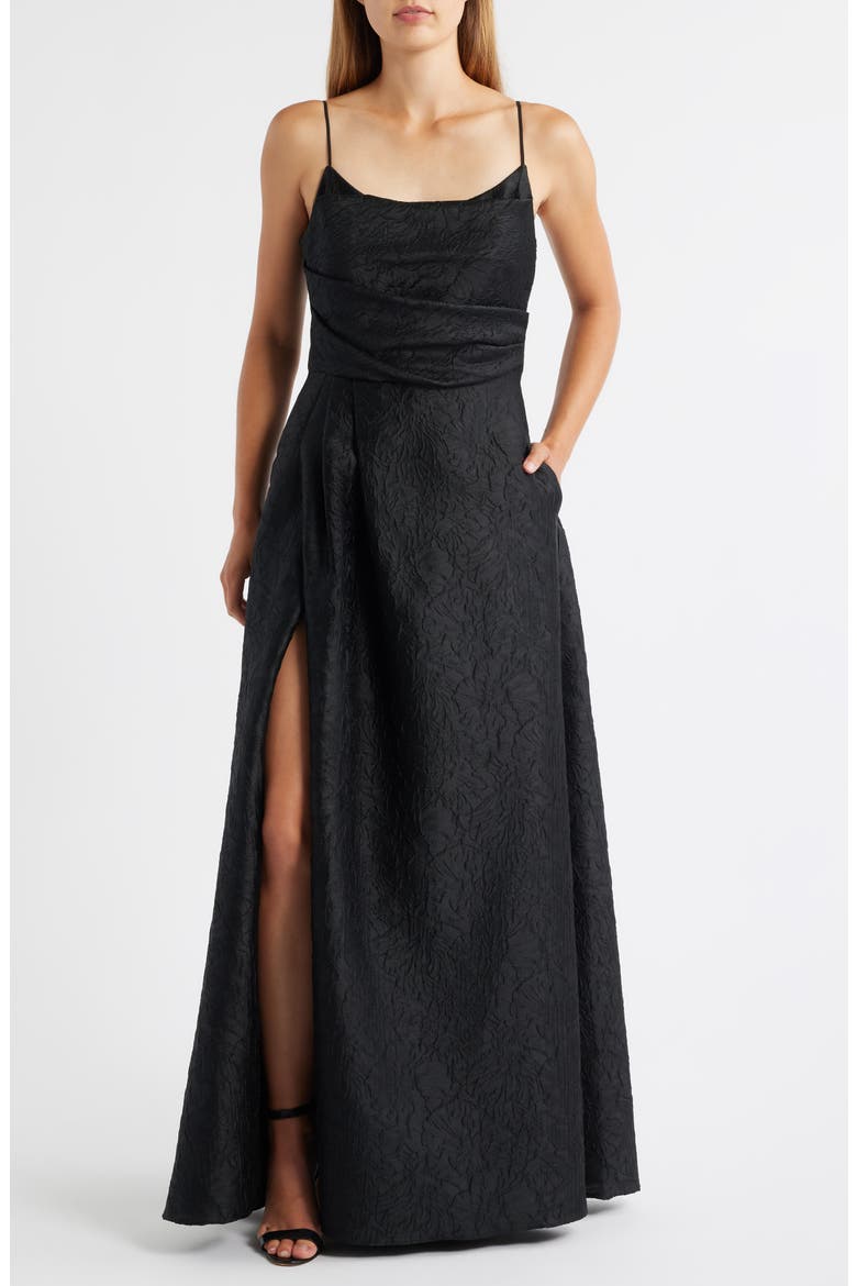 Cayetana Lace A-Line Gown, Main, color, BLACK