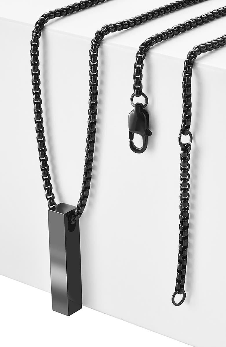 VAN HEUSEN Men's Vertical Bar Pendant Necklace, Alternate, color, Black