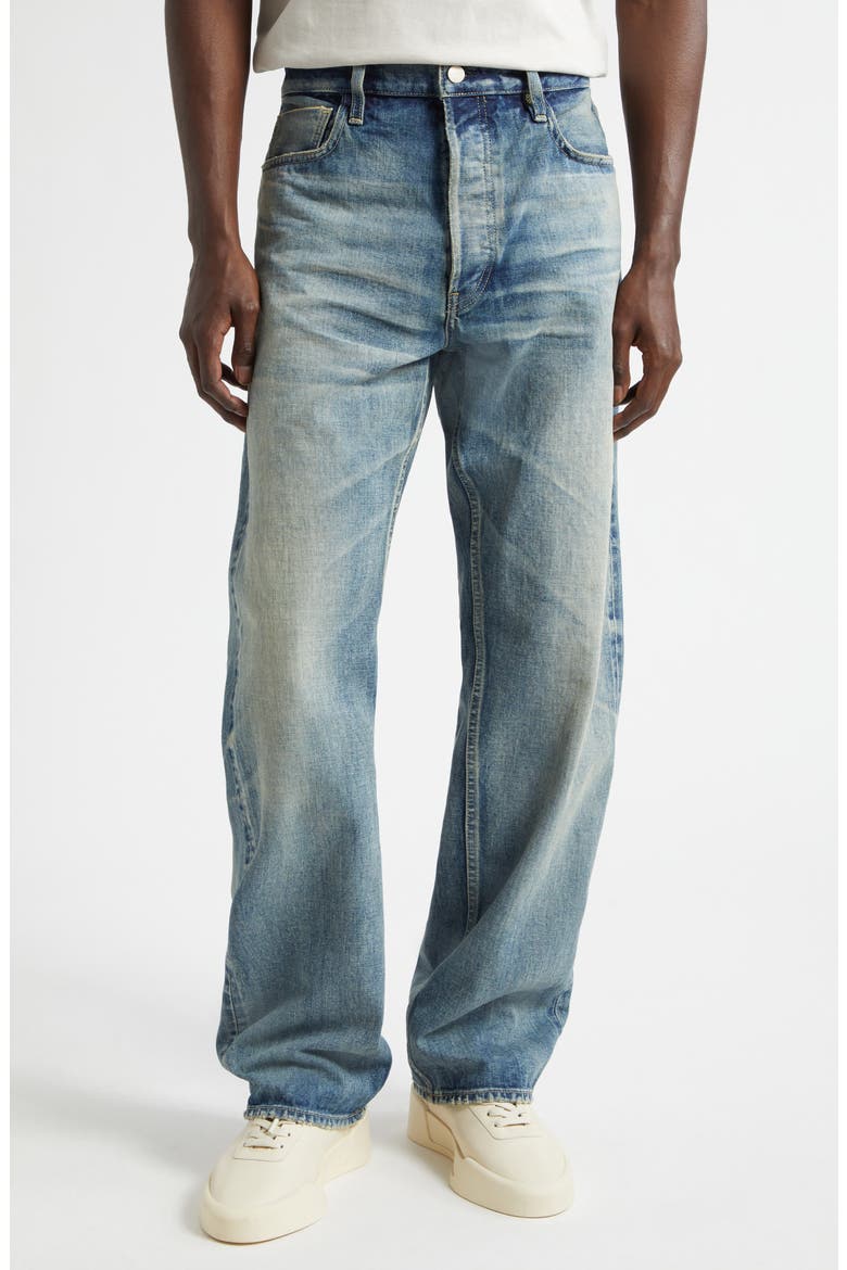 Selvedge Straight Leg Jeans, Main, color, VINTAGE INDIGO