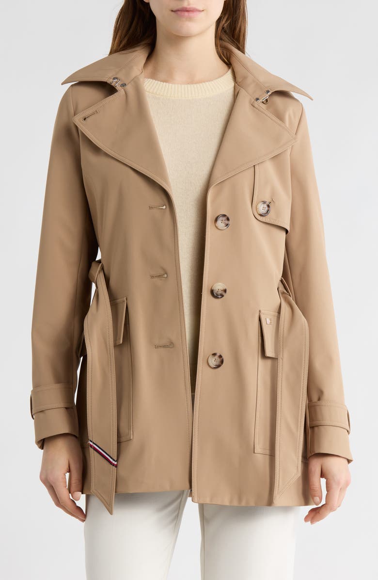 Tommy Hilfiger Water Resistant Belted Trench Coat, Alternate, color, Taupe