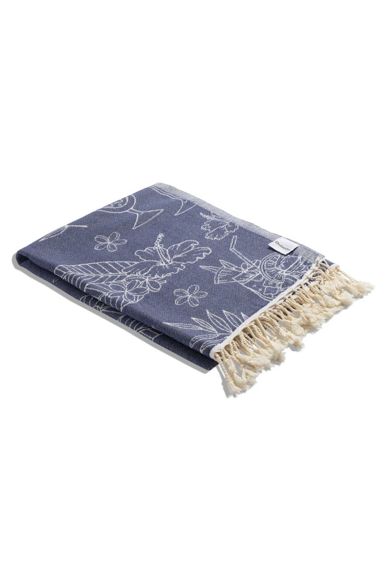 Tropical Drink Organic Turkish Towel, Alternate, color, Navy