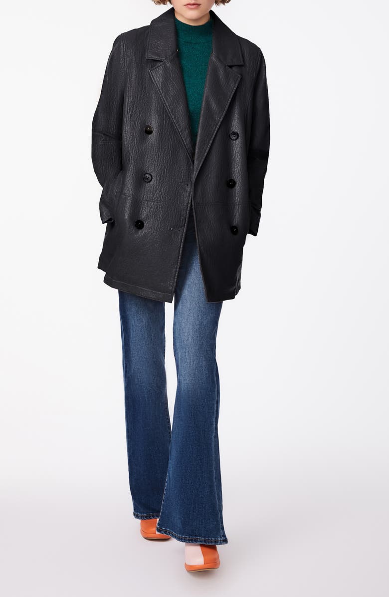 BERNIE Double Breasted Faux Leather Blazer, Alternate, color, 