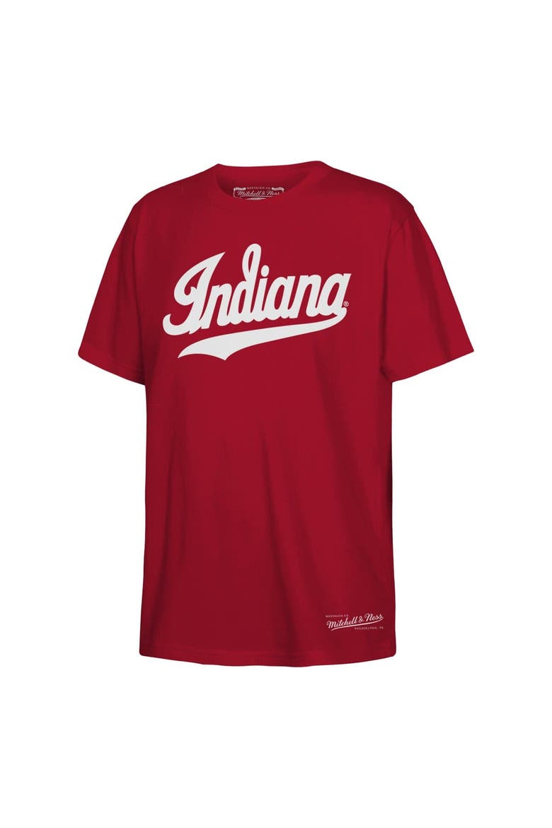 Youth Mitchell & Ness  Crimson Indiana Hoosiers  Throwback Wordmark T-Shirt, Main, color, Crimson