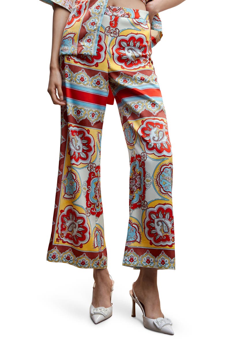 MANGO Baroque Print Wide Leg Pants, Main, color, 