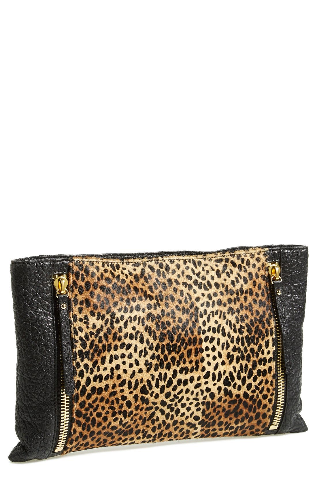'Baily' Calf Hair & Leather Clutch, Main, color, LEOPARD