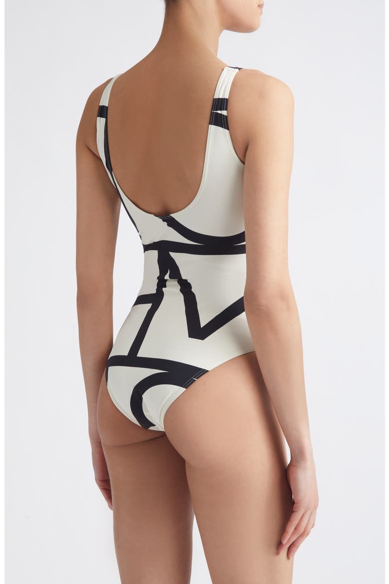 Logo One-Piece Swimsuit, Alternate, color, TOFU