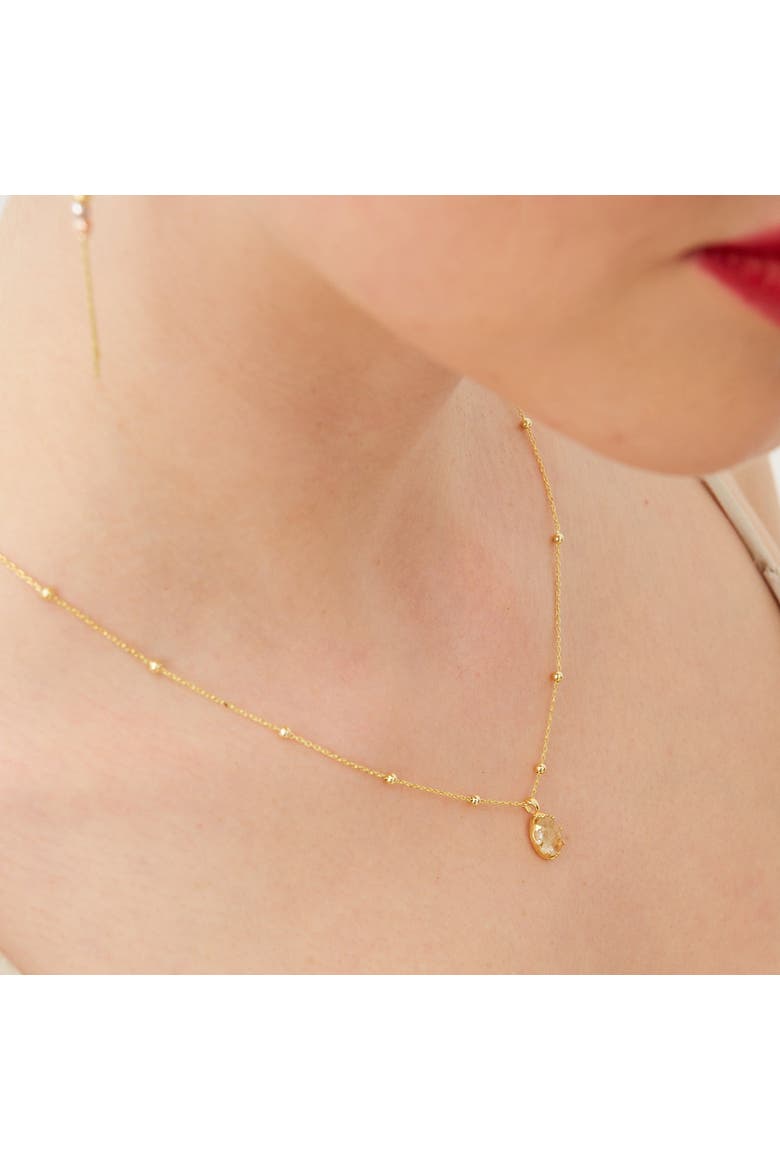 Transparent Moonstone Sterling Silver Pendant Necklace With Beaded Chain, Alternate, color, Gold
