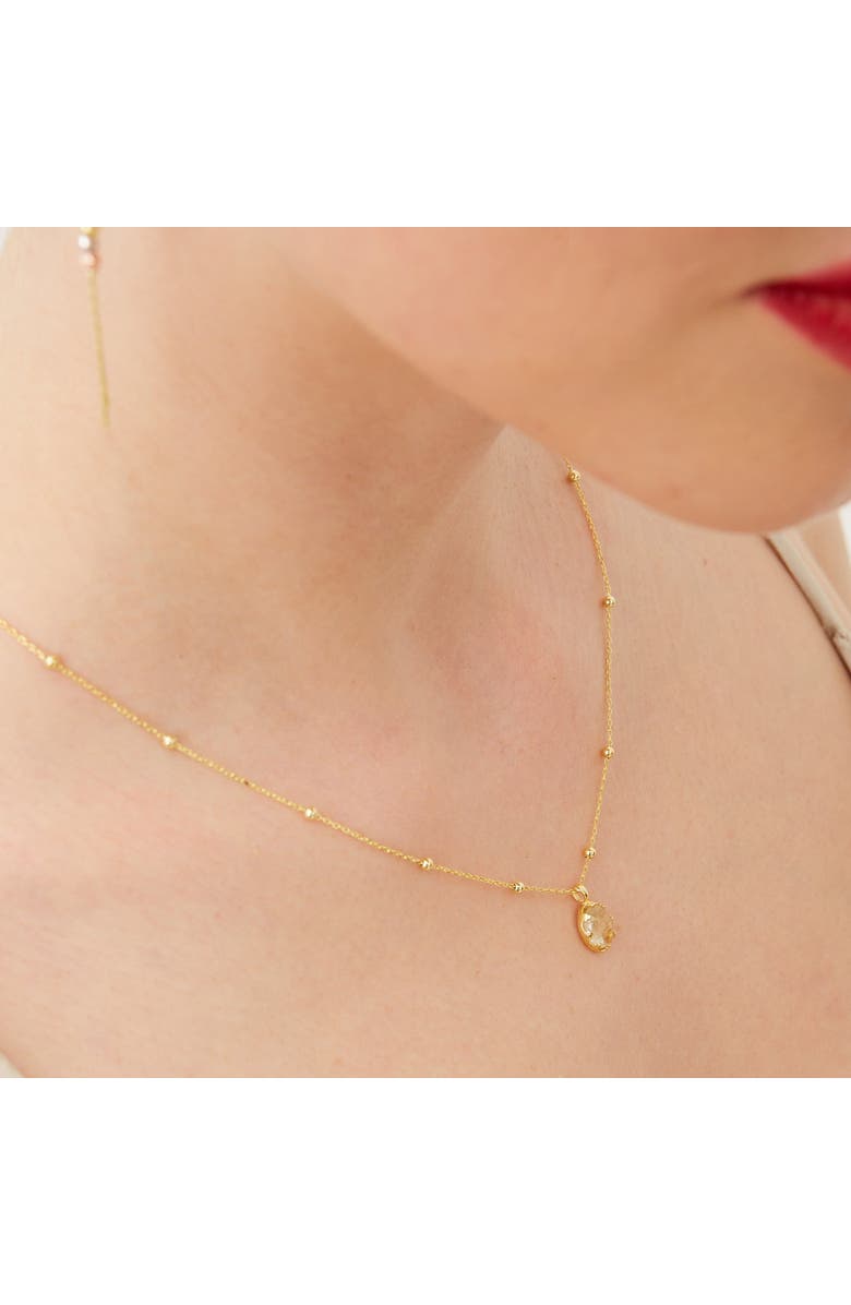 Spero London Transparent Moonstone Sterling Silver Pendant Necklace With Beaded Chain, Alternate, color, Gold