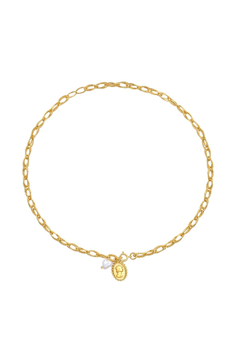 Classicharms Carved Pendant and Freshwater Pearl Necklace, Main, color, Gold