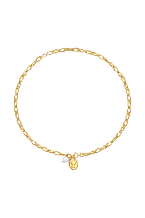 Carved Pendant and Freshwater Pearl Necklace