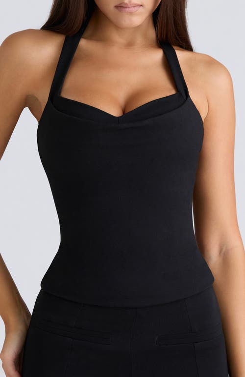 House Of Cb The Peekaboo Halter Corset Top In Black
