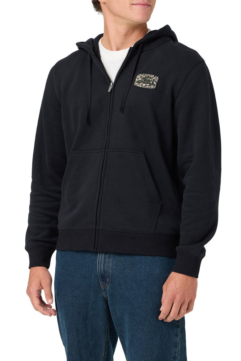 Patched Classic Full Zip Hoodie, Alternate, color, BLACK