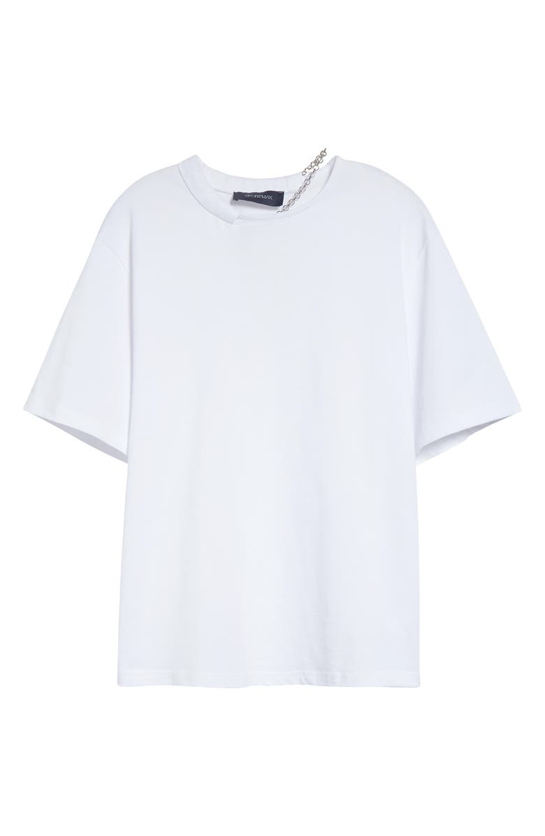 SPORTMAX Oblato Chain Embellished Cotton T-Shirt, Alternate, color, Optical White