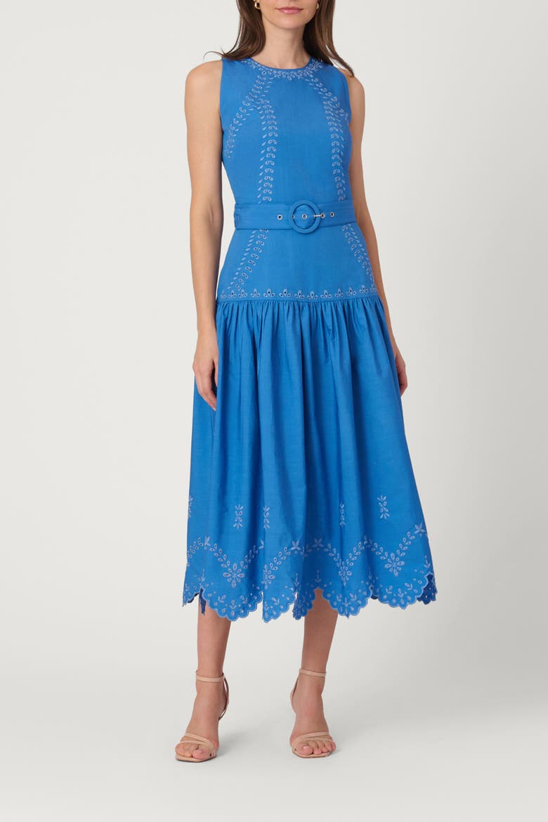 Lasercut Cotton Lennon Dress, Main, color, Marina