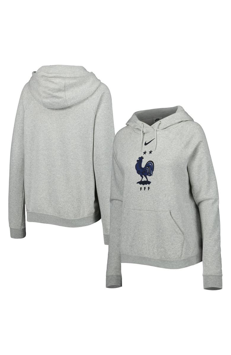 Nike Women's Nike Heather Gray France National Team Varsity Raglan Tri-Blend Pullover Hoodie, Alternate, color,