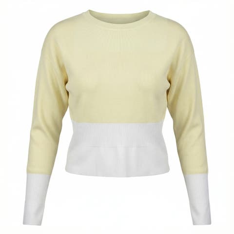 Two Tone Crop Knit Ribbed Trim Top