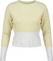 Aspect Teen Two Tone Crop Knit Top - Long Sleeve, Ribbed Crew