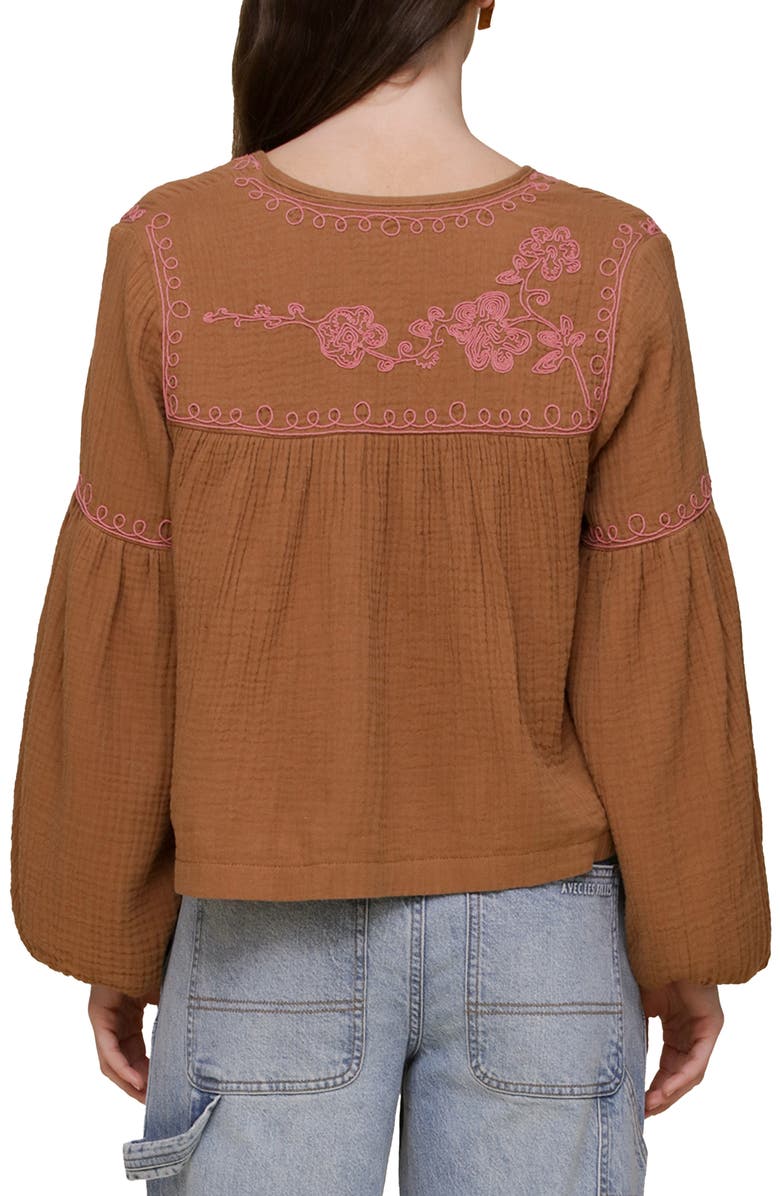 Avec Les Filles Embroidered Blouson Sleeve Jacket, Alternate, color, Santa Fe Umber