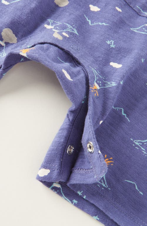 Tucker + Tate Henley Pocket Romper In Navy Skipper Volcanoes