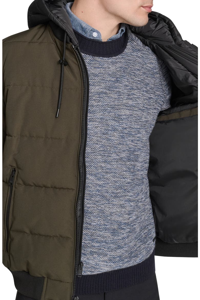 Oxford Hooded Quilted Bomber Jacket, Alternate, color, OLIVE