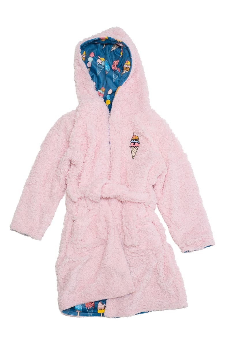 mimish Kids' Reversible Ice Cream Hooded Robe, Alternate, color, Ballet Slipper