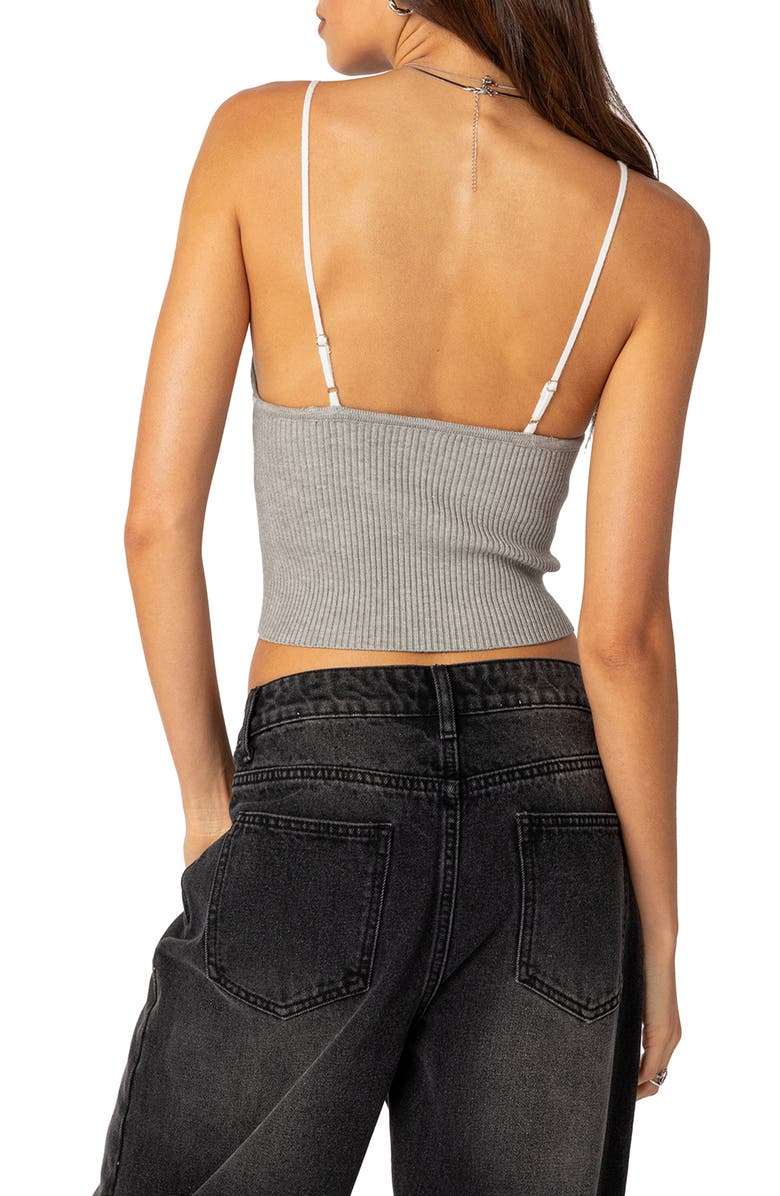 EDIKTED Emily Rib Crop Camisole, Alternate, color, Gray-Melange