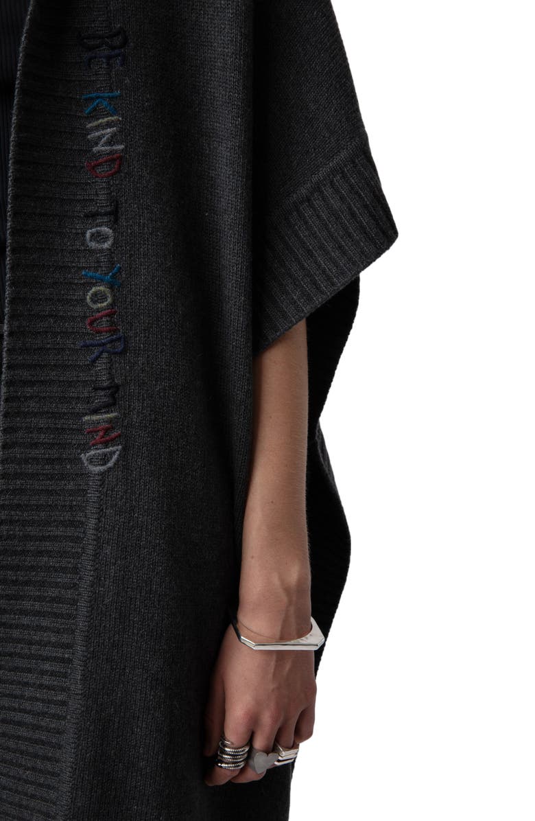 Zadig & Voltaire Inna Embroidery Detail Hooded Cashmere Cardigan, Alternate, color,