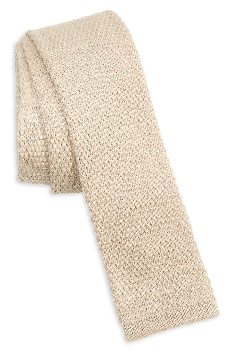 Oasi Linen Knit Tie, Main, color, BEIGE