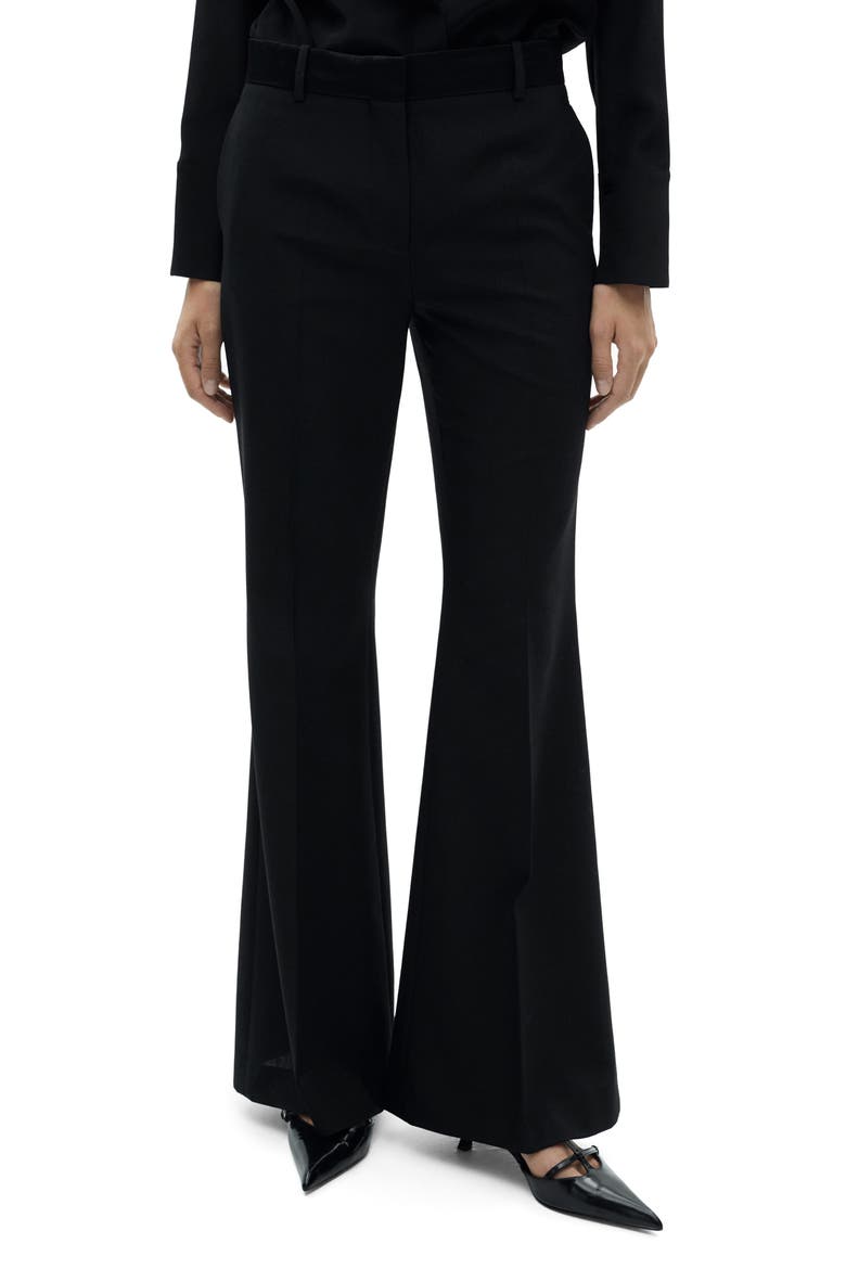 Suit Pants with Satin Waistband, Main, color, BLACK