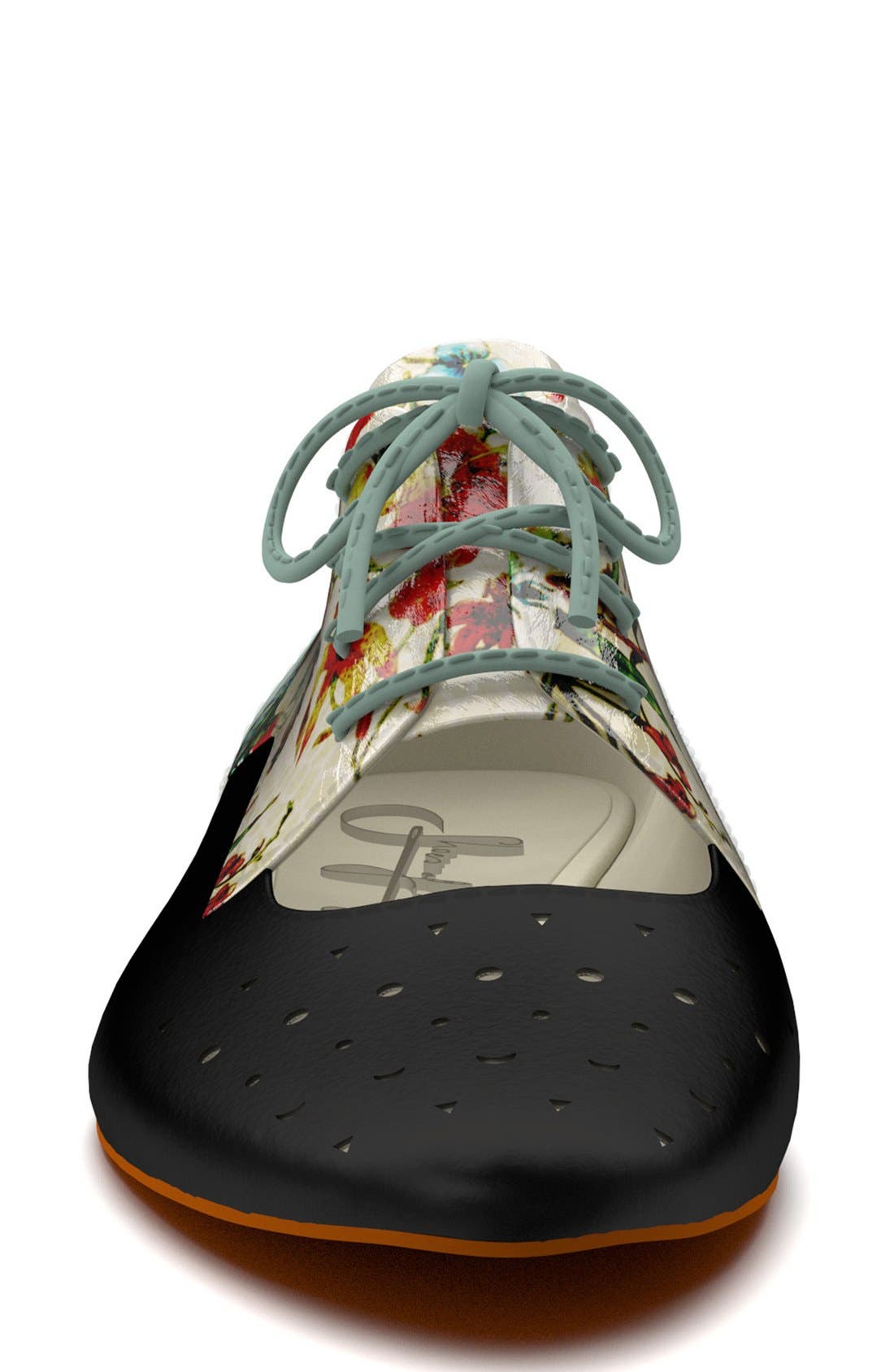 Shoes of Prey Floral Print Cutout Oxford, Alternate, color, 