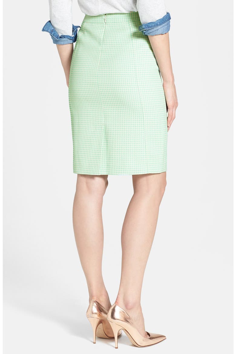 Seamed Pencil Skirt, Alternate, color, GREEN/ CREAM HOUNDSTOOTH