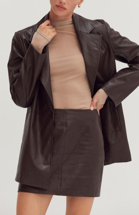 Faux Leather Oversized Blazer