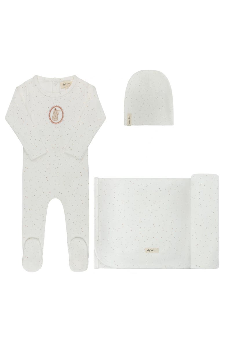 Ely's & Co. Speckled Bunny Collection - Layette Set, Main, color, Ivory/Pink