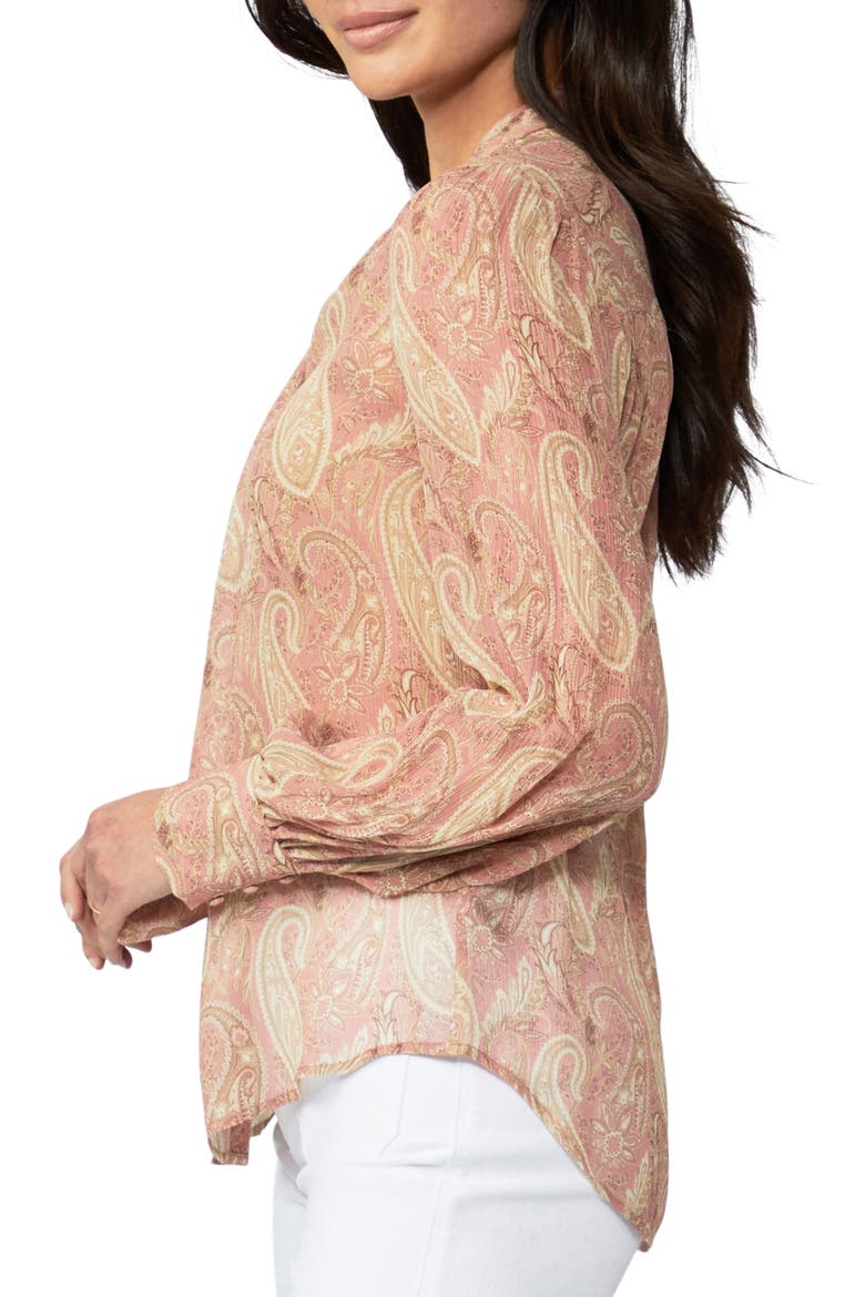 Cleobelle Paisley Silk Blouse, Alternate, color, LIPSTICK PINK/TAN