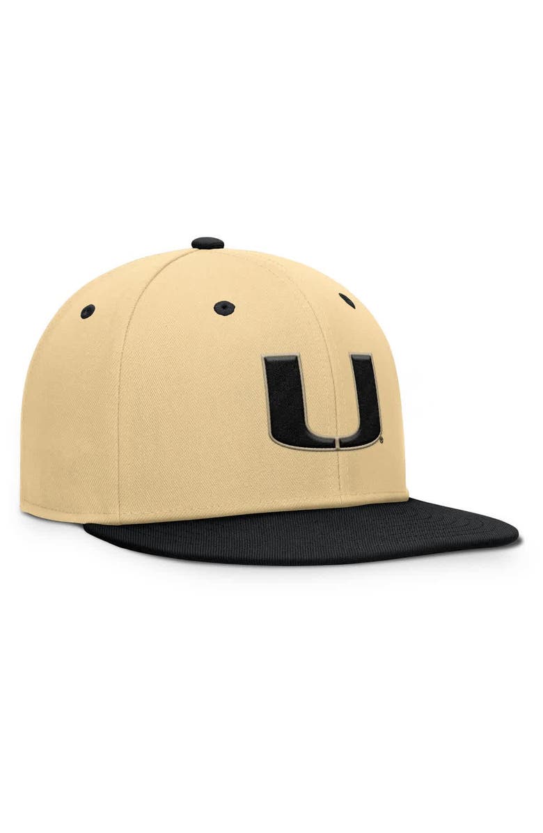 FANATICS Men's Fanatics Gold/Black Miami Hurricanes Balance Fitted Hat, Alternate, color, Khaki
