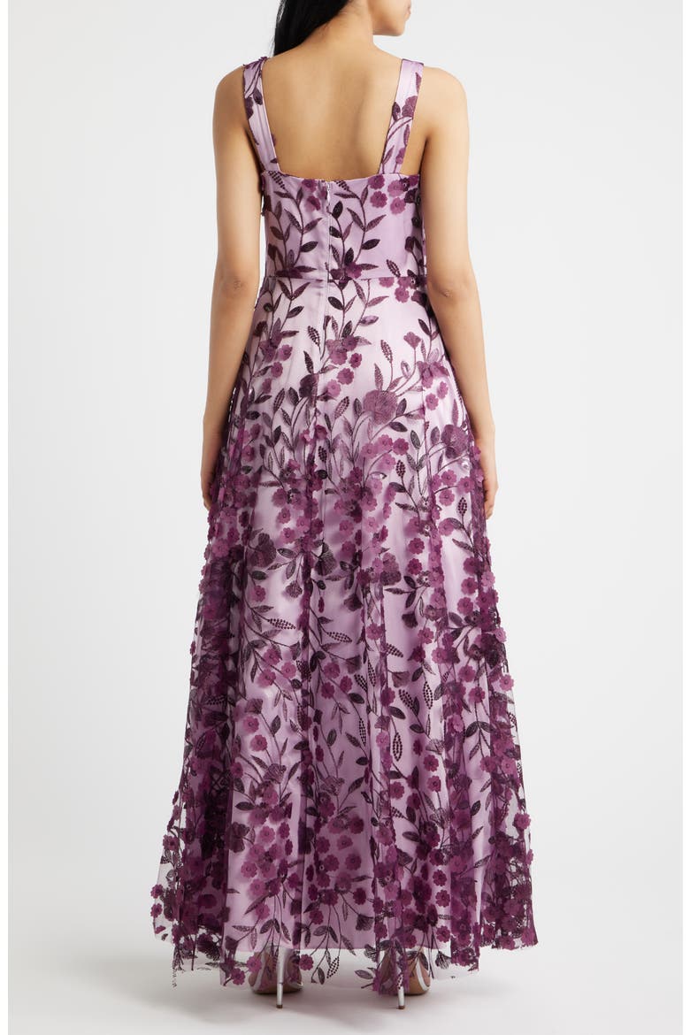 Floral Appliqué Sleeveless Gown, Alternate, color, PLUM COMBO