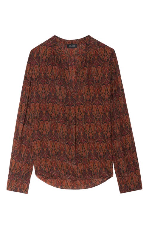 Zadig & Voltaire Tinko Paisley Print Long Sleeve Shirt In Brown