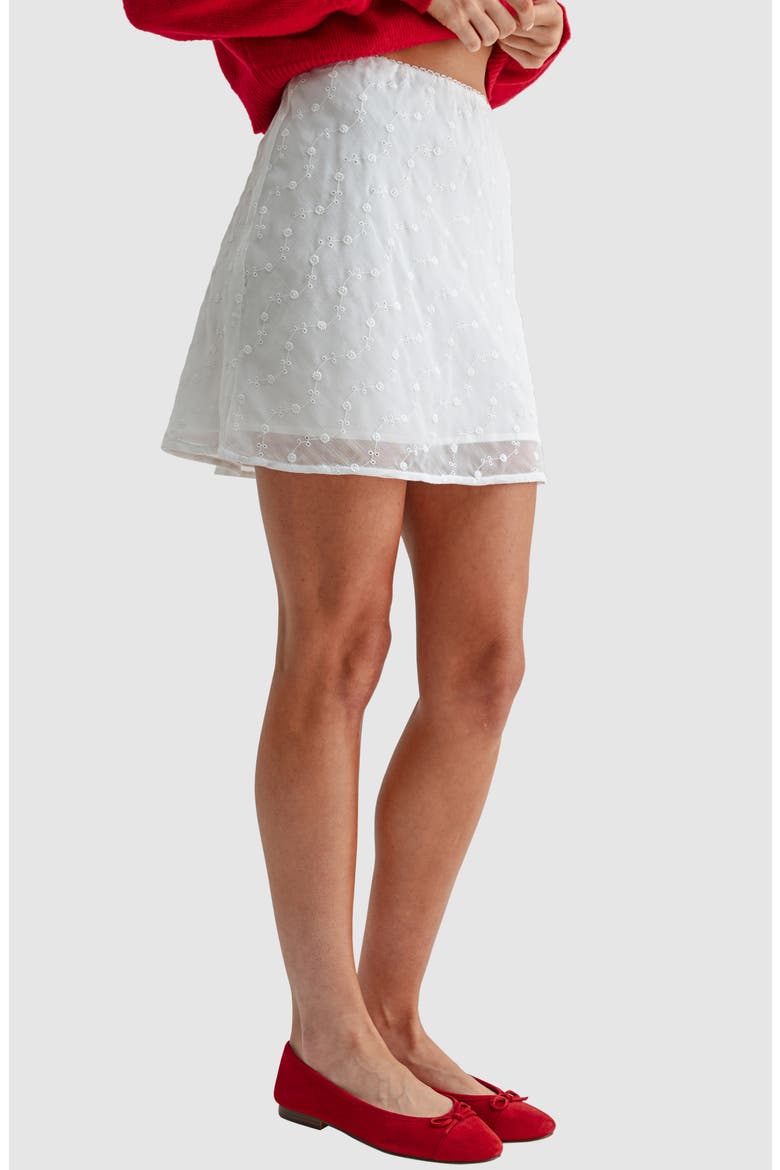 Embroidered Eyelet Miniskirt, Alternate, color, WHITE EMBO