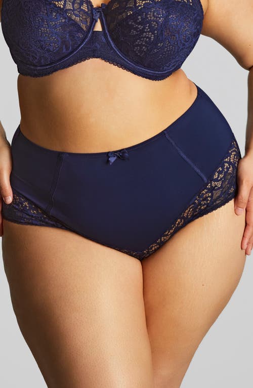 Panache Estel High Waist Lace Trim Briefs In Brown