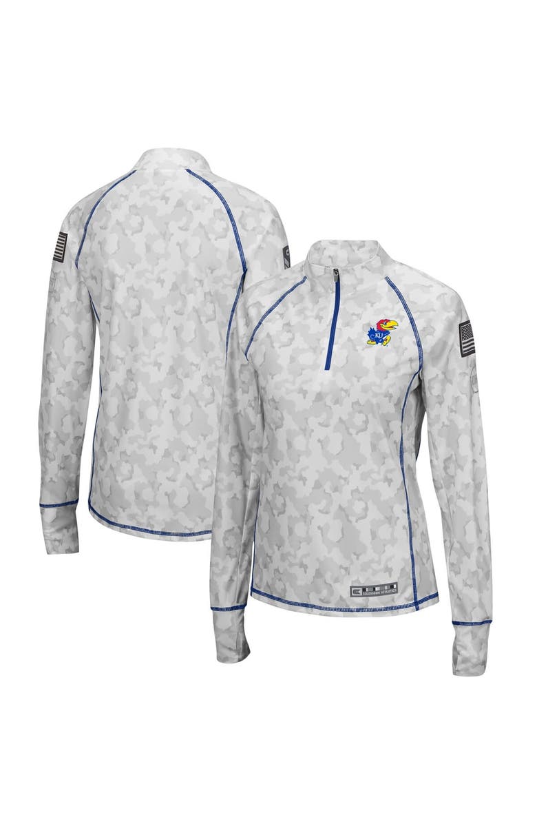 COLOSSEUM Women's Colosseum Camo Kansas Jayhawks OHT Military Appreciation Officer Arctic Lightweight Quarter-Zip Top, Alternate, color, Camo
