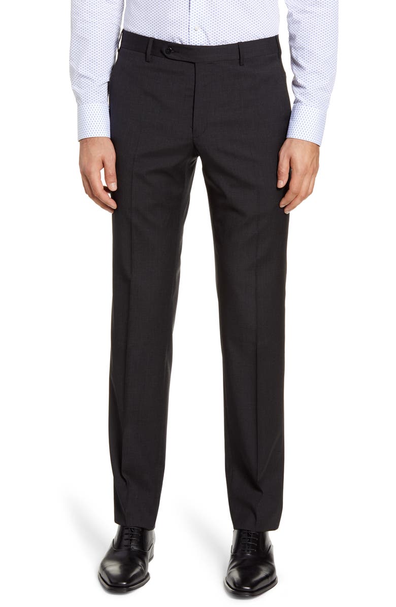 Zanella Parker Flat Front Solid Wool Dress Pants, Main, color, 
