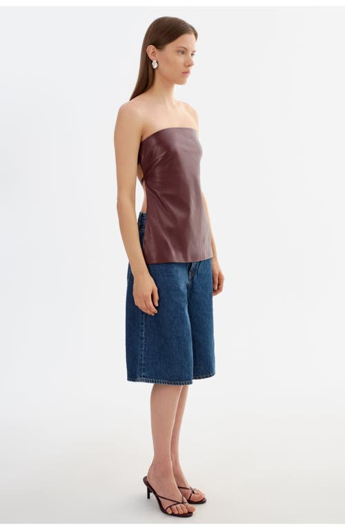 Lamarque Katya | Faux Leather Open Back Strapless Top In Brown