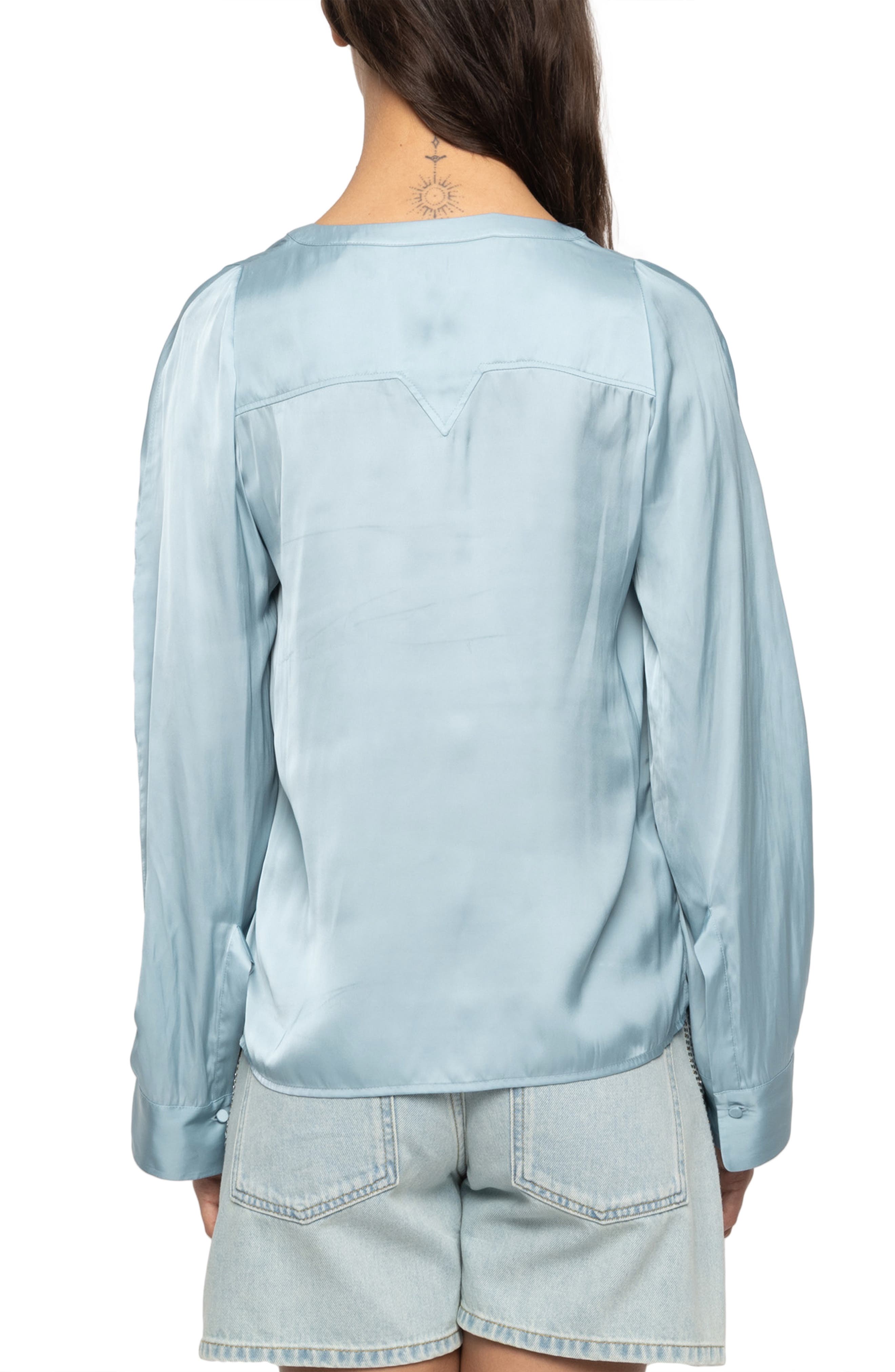 Torny Satin Split Neck Top - image 4