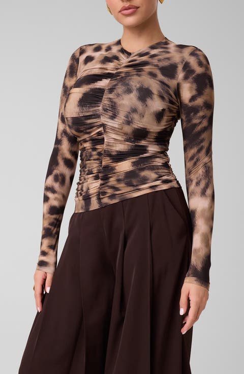 Ezme Ruched Mock Neck Top