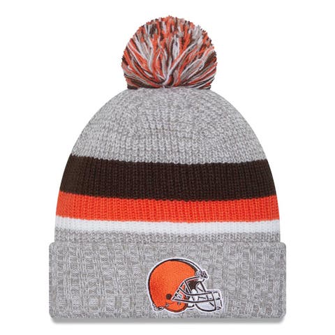 Men's New Era Heather Gray Cleveland Browns Cuffed Knit Hat with Pom